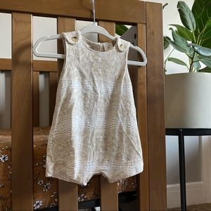SOLD — Kate Quinn 0-3M “Neutral Croc” Sleeveless Button Shortie